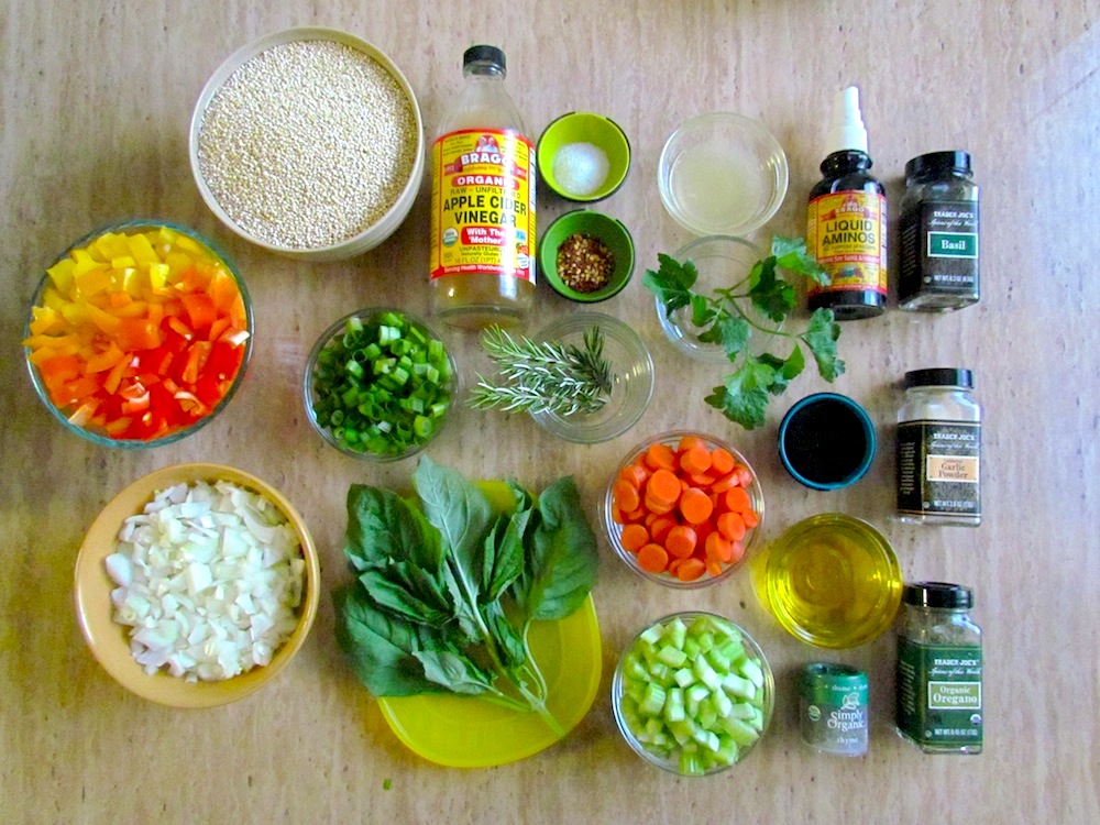 Ingredients for Quinoa and Baked Veggies